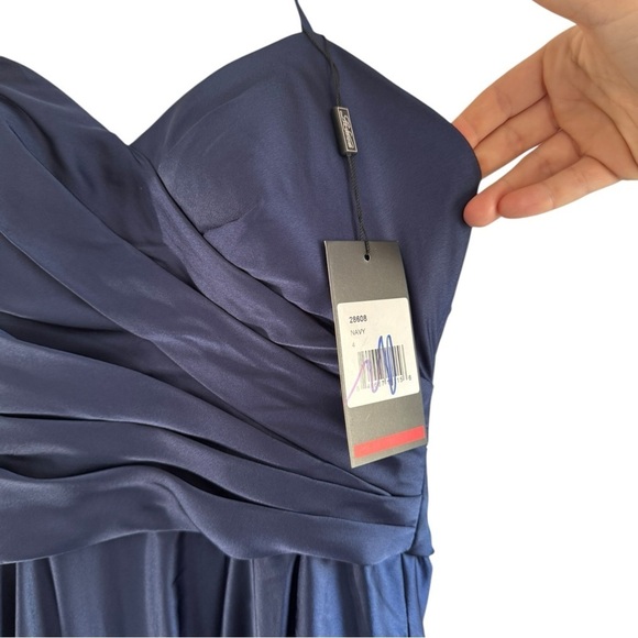 La Femme Strapless Slit Satin Ballgown Formal Strapless Gown Sweetheart - Picture 6 of 9